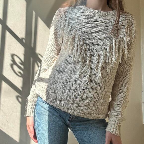 Staring at Stars from Urban Outfitters Cream Fringe Sweater XS - Picture 1 of 7